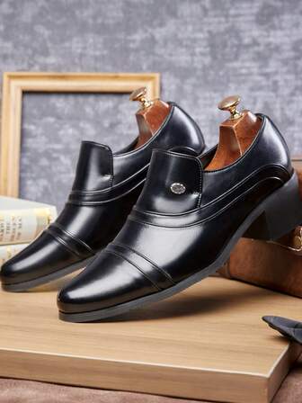 Classic Retro High Heel Men's Shoes, European And American Business Casual Party Cuban Leather Shoes