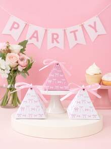 12Pcs Bow Triangle Gift Box,Triangular Gift Box,Triangle Pyramid Candy Gift Box,Baby Shower Party Favor Box,Pink Birthday Decorations,Bow Birthday Decorations,Pink Bow Birthday Decorations,Baby Shower Party Decor,Gender Reveal Party Decor,1st Birthday Party Decoration