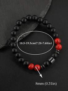 Men's Fashionable Hematite Protection Bead Bracelet, Lapis Lazuli & Tiger's Eye & Malachite Healing Confidence Jewelry, Halloween Gift, Christmas Gifts For Father, Husband, Son