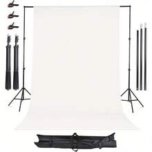 Backdrop Support Kit 2 * 2m Adjustable Background Photography Kit With White Background Cloth Photo Background Stand System With Carrying Bag And 3 Clamps For Photography Videos Party Wedding - 黑色的- - 查看 2