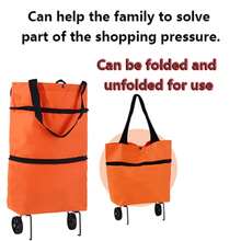 2 In 1 Lightweight Foldable Shopping Cart, Foldable Cart With Wheels, Reusable Shopping Bag, Unisex Travel Bag, Home And Kitchen Supplies, Portable Rolling Shopping Bag With Wheels, Waterproof Trolley. - Multicolor - View 18