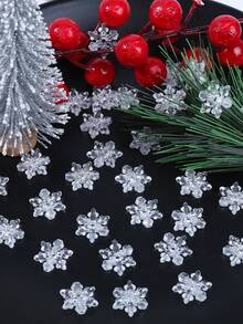 100/200/500 Stücke 15mm Weihnachts-Schneeflocken Perlen, transparente Acryl-Schneeflocken Großpackung für Schmuckherstellung, DIY Halskette Ohrringe Armbänder Bastelbedarf, Weihnachts-Accessoires