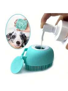 Soft Silicone Pet Grooming Brush, 2-In-1 Deshedding And Bathing Brush With Built-In Soap Dish, For Dog And Cat Bathing, Pet Grooming Tool With Shampoo Storage, Ideal For Dog And Cat Lovers - Multicolor - View 2