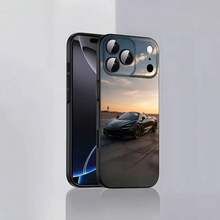 Custodia per telefono in morbido silicone nera con motivo auto sportiva , adatta per iPhone 17, 16, 15, 14, 13, 12, Pro, Max, Plus, E, SE4, Air, Mini