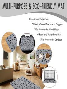 1pc Spring Microfiber Gray Paw & Bone Print Pet Mat, Super Absorbent, Non-Slip Backing, Indoor Home Use, 4mm Thickness