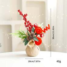 Small Christmas Tree Artificial Holiday Tree Tabletop Ornaments With Burlap Base For Home Office Party - Multicolor - View 1