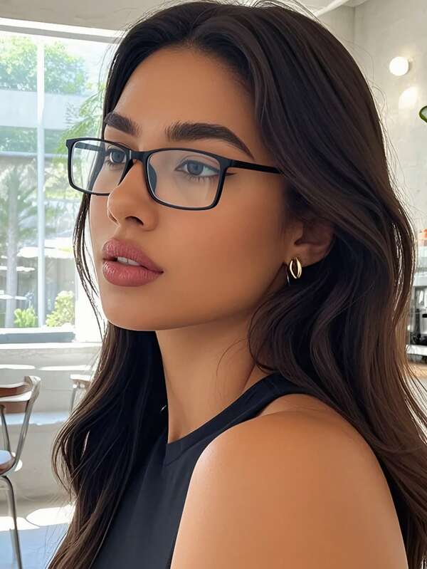 Women's & Men's Square Plastic Fashion Glasses - Non-Prescription Flat Eyewear For Computer Reading, Gaming, TV & Mobile Phone Use