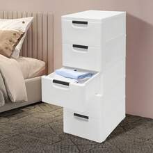 Plastic Drawers Dresser,Storage Cabinet With 5 Drawers,White Closet Drawers Tall Dresser Organizer For Clothes,Playroom,Bedroom Furniture,Stackable Vertical Clothes Storage Tower - 白色 - 查看 7