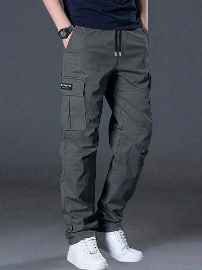 1pc Men's Loose Cargo Pants With Multiple Pockets, Spring/Summer Casual Streetwear Beach Pants For Holiday, Vacation, Daily Commute, Outdoor Sports, Gym, Jogging, Hike, Fall