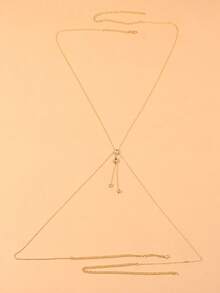 1pc Sexy Gold Plated Teardrop Pendant Crossover Chest Chain Tassel Body Jewelry Necklace, Gift For Women