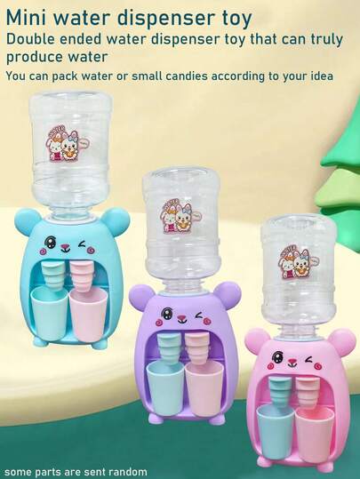 Mini Dual Water Dispenser Toy, Children's Pretend Play Toy, Real Water Dispensing, Cute Rabbit Design, Desktop Toy, Pressure Water Dispenser, Realistic Beverage Machine, Stress Relief Toy, Birthday/Holiday Gift For Boys And Girls