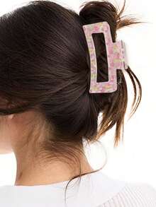 4 قطع مشابك شعر مربعة للنساء، مطبوعة بطريقة جميلة وبألوان سادة، مناسبة للشعر السميك والرقيق، مشابك لتسريحات الشعر المرفوعة، إكسسوارات شتوية للشعر