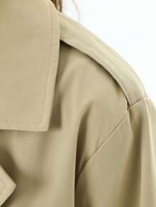 Plain    Elegant  Casual    Pocket  Zipper  Button    Office