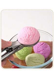 3 piezas Cuchara para helado de acero inoxidable, Tallador de bolas de fruta, Tallador de bolas de sandía, Cuchara para fruta - Plata - Ver 4