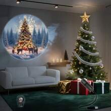 1pc Christmas USB Powered Projection Light, Christmas Tree Reindeer, Santa Claus, Snowman LED Night Light, Suitable For Indoor, Bedroom, Game Room, Christmas Theme Party Decoration, Christmas Tree Top Light, Bedroom Light, Etc. - Black - View 1
