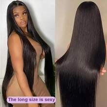 200% 密度 34 英寸 13x6 13x4 高清耳到耳蕾丝前假发和 5x5 预剪高清蕾丝闭合假发，预拔婴儿头发，透明骨直发，可佩戴，3 秒无胶假发 - 自然色&黑色系 - 查看 8