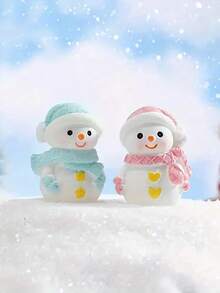 2 pièces/1 pièce Petits bonhommes de neige mignons décoratifs pour Noël, produits de décoration de table en résine, convient pour la décoration de Noël, le salon et la chambre à coucher, cadeaux de Noël, arrangement d'ambiance festive, le meilleur choix pour offrir des cadeaux