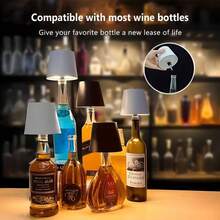 New Wireless Bottle Lamp - LED Bottle Lights For Liquor & Wine Bottles, Cordless Lampshade, Whiskey Bottle Top Light, Bottle Stopper Night Light Kit, Rechargeable RGB Remote & Touch-Dimmable - Trắng - Xem 10