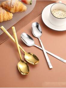1PC Classic Dinner Spoon - 7.7-Inch Professional Grade Stainless Steel, Available In Silver And Gold, Maintains Shine Through Daily Use - Great For Home & Holiday Meals - Gold - View 2