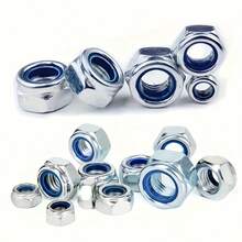 100个304不锈钢锁紧螺母，公制六角螺母，尼龙锁紧螺母，机械锁紧螺母 - 彩色 - 查看 11