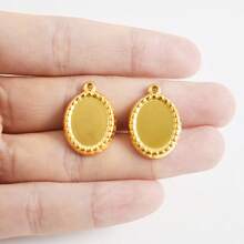 2 Stücke geometrische Cabochon Anhänger, rund/quadratisch/herzförmige 304 Edelstahl Leerrahmen, geeignet für Strass, Steine, Epoxidharz Schmuckherstellung, minimalistische High-Fashion Accessoires für Halskette, Schlüsselanhänger, Taschenkette, Ohrringe, Armband, 18K vergoldet PVD - Geometrie - Übersicht 10