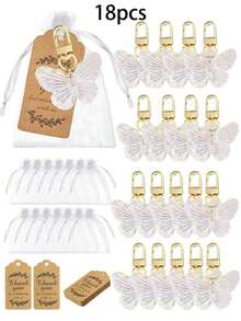 1pc/6pcs/12pcs/20pcs Creative Butterfly Keychain Set, Colorful Butterfly Keychain Set, Comes With Transparent Hard Cloth Bag, Thank You Label, DIY Keychain, Creative Keychain, Backpack Pendant, Bag Accessories, Car Keyring