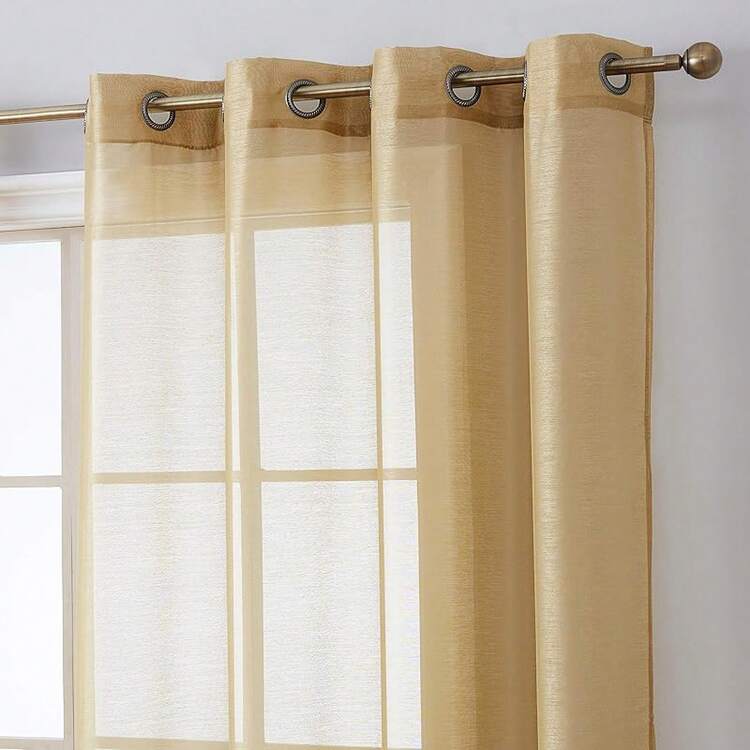 2 Cortinas de Gasa semitransparentes con Ojales para recámara y Sala de Estar (54 Pulgadas de Ancho x 84 Pulgadas de Largo, Gris Plateado) - Marrón topo - Añade 9