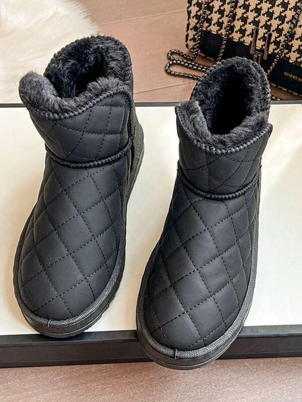 حذاء ثلج للنساء موديل 2025، بحزام متقاطع، مبطن حراريًا، دافئ، سميك، مقاوم للماء، مانع للانزلاق، بنعل سميك، طول الساق قصير، مناسب للخريف والشتاء