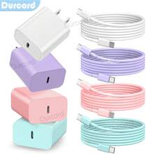 Durcord 2PCS/1PC Fast Charger Set,20W(Max) PD USB C Wall Fast Charger Adapter With 6FT USB C To Type C Cable Compatible With Various Type C Interface Devices,Compatible With IPhone 15 16 17 Pro Max/15 16 17 Pro/15 16 17 Plus, Series - Multicolor - View 1