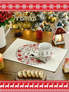 4 piezas/6 piezas Manteles de mesa rectangulares de lino navideños, de 12x18 pulgadas, lavables a máquina, decoración de mesa tejida en amarillo y gris para comedor, hogar, cocina, banquete, cafetería