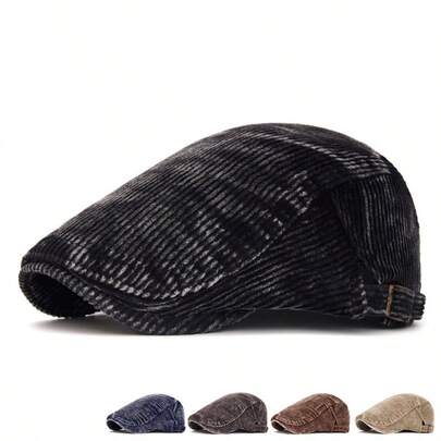 Gorra de béisbol de algodón de pana lavada para hombre, otoño/invierno, gorra boina casual retro, gorra de periódico estilo británico