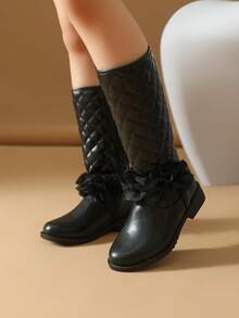 Giày bốt đen cho bé gái, Giày trẻ em cho bé gái, Giày bốt khuyến mại cho bé gái, Giày bốt gót phẳng, Giày cho bé gái, Giày bốt mùa đông - màu đen - Xem 3