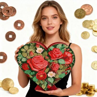 SNA 2025 New Style Saving Pot Creative 5d DIY Diamond Painting Red Rose Money-Box Piggy Bank DIY Special-Shape Diamond Painting Birthday Gift Storage Jar Coin Storage Jar Creative Flower& Butterfly Saving Pot Birthday Gift DIY Crafts Diamond Art Painting Diamond Painting Diamond Art Diamond Art Painting Christmas Decorations