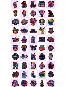 50 piezas Pegatinas neón, pegatinas geniales para portátil, monopatín, diario, cuaderno, computadora, teléfono, taza, guitarra, decoración de equipaje, pegatinas impermeables y coloridas para adolescentes y adultos - Juguetes de Stitch, juguetes de viaje, juguetes de aula Fidget, juguetes de baño mini, papelería navideña, pelota antiestrés, regalos de cumpleaños, regalos de Navidad, regalos de Halloween, regalos de Nochebuena, regalos perfectos, regalos, juguetes, juegos