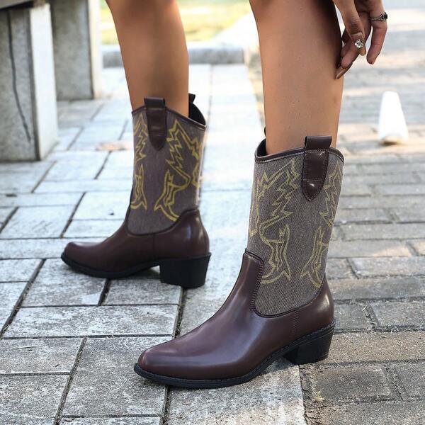 Street Style Casual Embroidered Holiday Women Western Boots