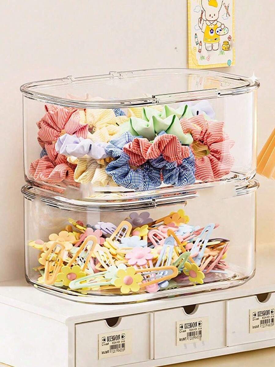 1 Peça Caixa de Joias Transparente de Acrílico, Organizador de Acessórios de Cabelo para Presilhas, Faixas de Cabelo, Scrunchies, Pulseiras