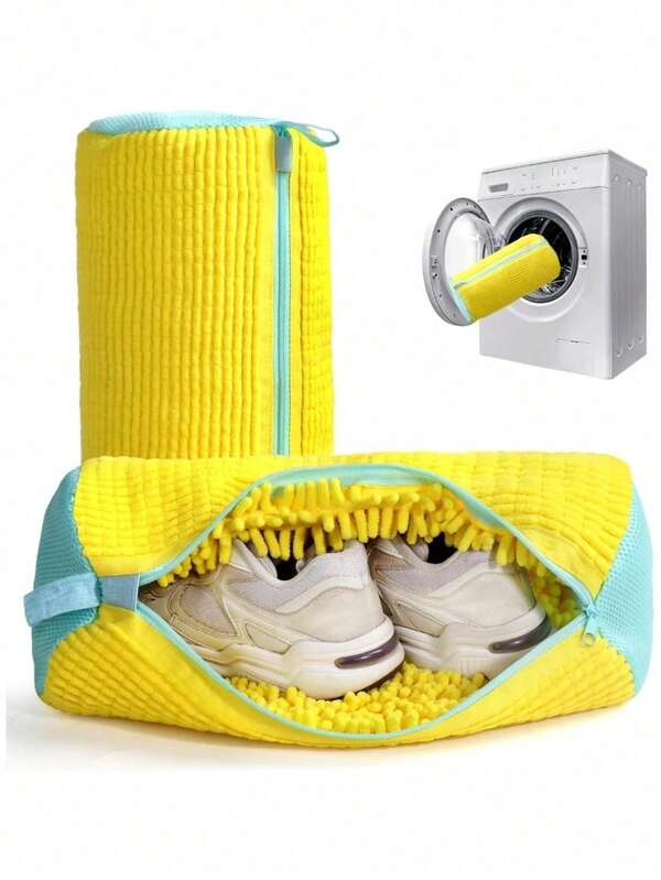 1/2pcs 360° Shoe Washing Machine Bag For All Shoe Types - Anti-Deformation, Machine Washable, Air-Drying, Protective Laundry Bag With Rich Fleece Inside, Perfect For Sneakers And Casual Shoes,