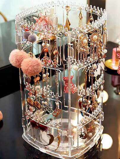 1 pieza Organizador de joyas plegable de lujo, sostiene aretes, collares, pulseras, tamaño pequeño/mediano/grande