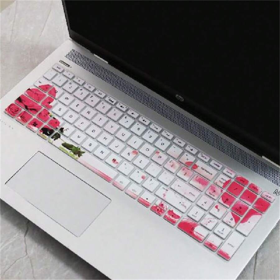 For HP Star Series 15 Inch Laptop Keyboard Keyboard Case Silicone Waterproof Keyboard Cover Playful Keyboard Cover, Soft Silicone Material, Laptop Accessory | Playful Design | Durable Keyboard Case, Laptop Keyboard Case - Rose flower - View 1