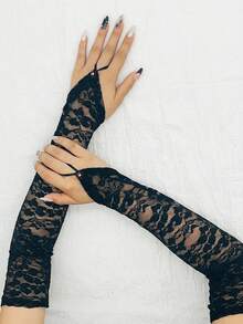 1 Paar lange, modische, sexy Spitzenhandschuhe, Party Kostümzubehör, Armabdeckung für Erwachsene zum Schutz vor Narben/Makeln/Sonne