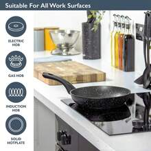 24cm Non-Stick Frying Pan | Ceramic PTFE Coated Induction Hob Compatible Frying Pan | Healthy Cooking, Easy Clean - Black - View 2