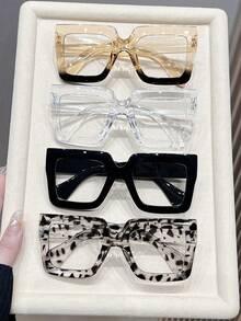 1pc/4pcs Fashion Cute Large Frame Classic Women Square Glasses - Multicolor - View 4