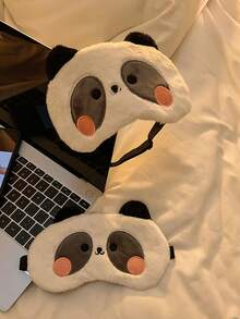 2pcs Eye Mask (1pc Panda Eye Mask, 1pc Gel Pack), Decoration Eyeshade, Cute 3d Sleep Travel Nap Night Eye Mask Soft Plush Unicorn Eyeshade For Women, Girls (Panda)For Bedroom,Travel,Office,School, Back To School Supplies - Multicolor - View 4