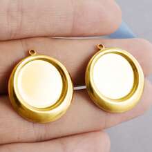 2 Stücke geometrische Cabochon Anhänger, rund/quadratisch/herzförmige 304 Edelstahl Leerrahmen, geeignet für Strass, Steine, Epoxidharz Schmuckherstellung, minimalistische High-Fashion Accessoires für Halskette, Schlüsselanhänger, Taschenkette, Ohrringe, Armband, 18K vergoldet PVD - Geometrie - Übersicht 2