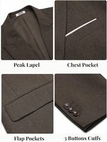 Mens Blazer Casual Two Buttons Sport Coat Slim Fit Lightweight Suit Jacketshalloween - màu nâu - Xem 5