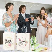4/12/16/20/24pcs/Set Thank You Gift Bags, Tote Bags, Paper Bags, Holiday Party Creative Thanksgiving Gift Bags, Packaging Bags, Party Favors, Fashionable Gift Packaging Bags