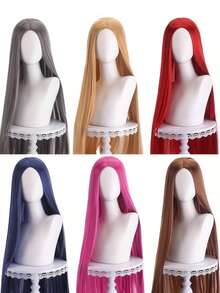 40inch Long Straight Wig Colorful Costume Wigs Synthetic Wig Red Blue Purple Blonde Anime Cosplay Wig For Halloween Cosplay Party - Multicolor - View 1