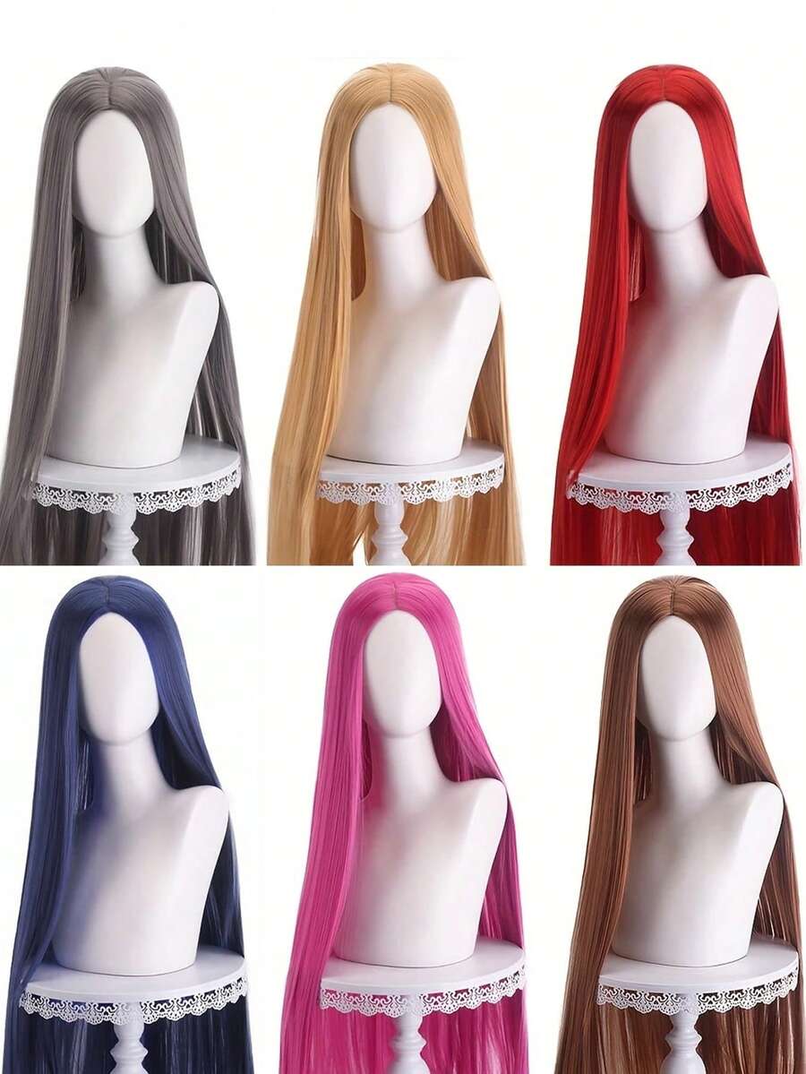 40inch Long Straight Wig Colorful Costume Wigs Synthetic Wig Red Blue Purple Blonde Anime Cosplay Wig For Halloween Cosplay Party - Multicolor - View 1