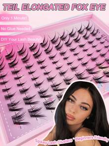 80pcs C-Curl Self-Adhesive False Eyelash Clusters, Natural Cartoon Makeup Effect, No Glue Needed, Invisible Tape For Fox Eyes - Long Lasting, No Sticky Residue, Pre-Glued Fake Lashes - C - View 7