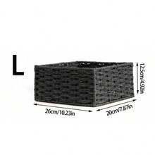 1pc/3pcs (S+M+L) Rattan Desktop Storage Basket, Makeup, Keys, Snacks Tray, Home Living Room Woven Storage Basket, Handmade Desk Organizer For Bedroom, Living Room, Study And Office, Home Decor Basket, Ideal Gift (Black) - Black - View 8